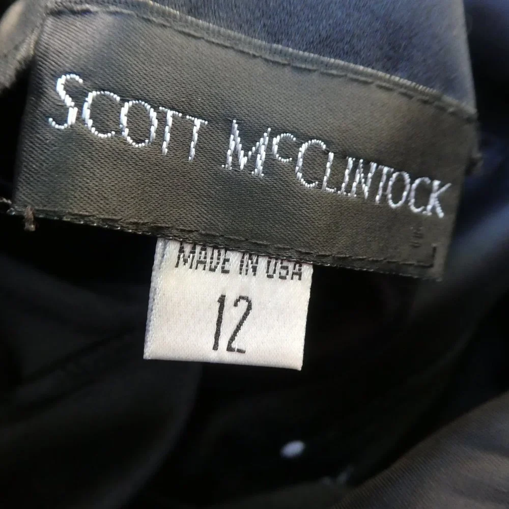 Scott McClintock Black Satin Vintage Gown Maxi Corset Boning Starry Rhinestones - Picture 9 of 11